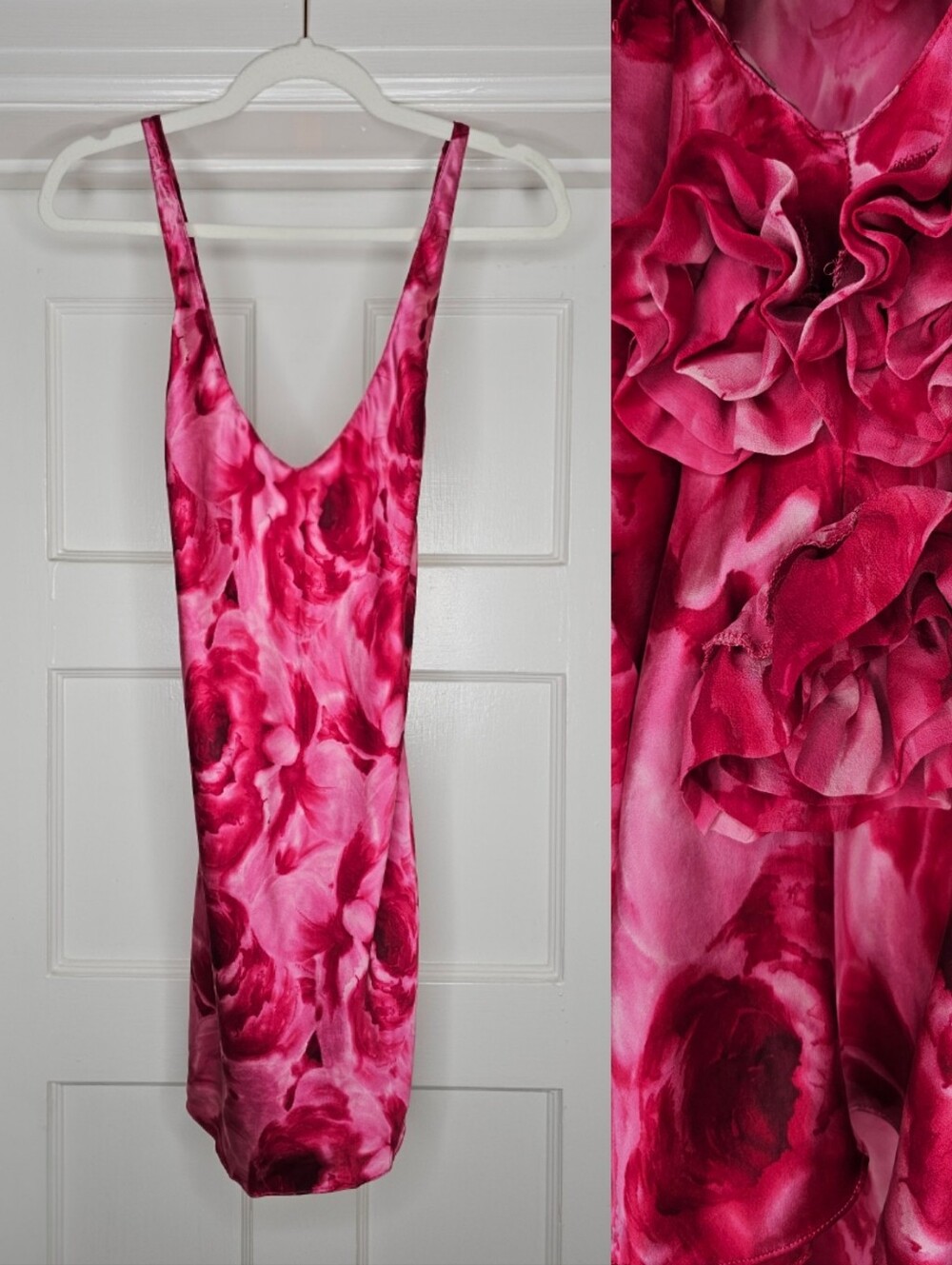VTG Y2K Victoria's Secret Silk Floral Slip Dress with Rosettes (2008)